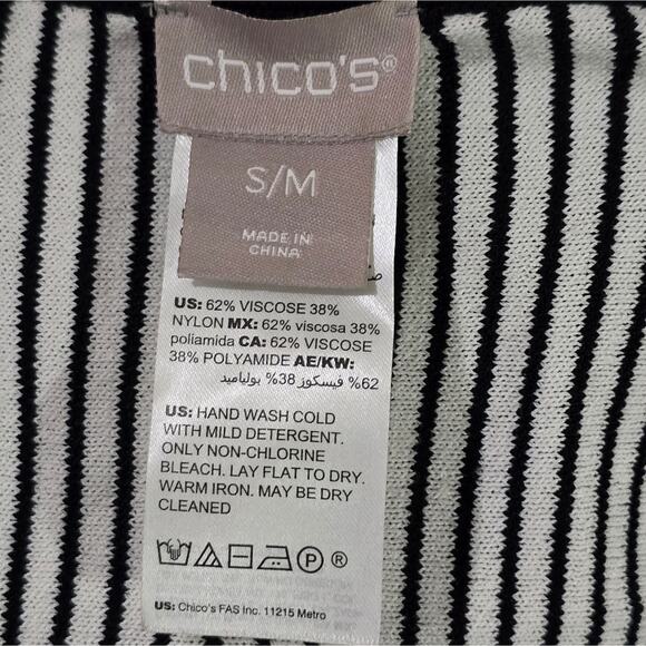 Chico's Black and White Oversized Patchwork Look Street Poncho Size S / M - Picture 8 of 8